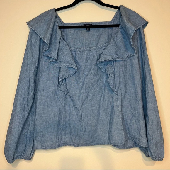 J CREW Factory Set of 2 NWOT Ruffle Shoulder Longsleeve Blouses - Picture 3 of 14